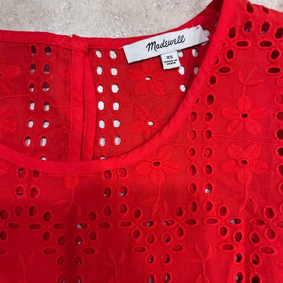 Nwot MADEWELL RED FLUTTER SLEEVE
EYELET TOP - Picture 3 of 8